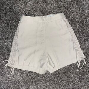 H&M High Waist Cream Shorts with Drawstring Details